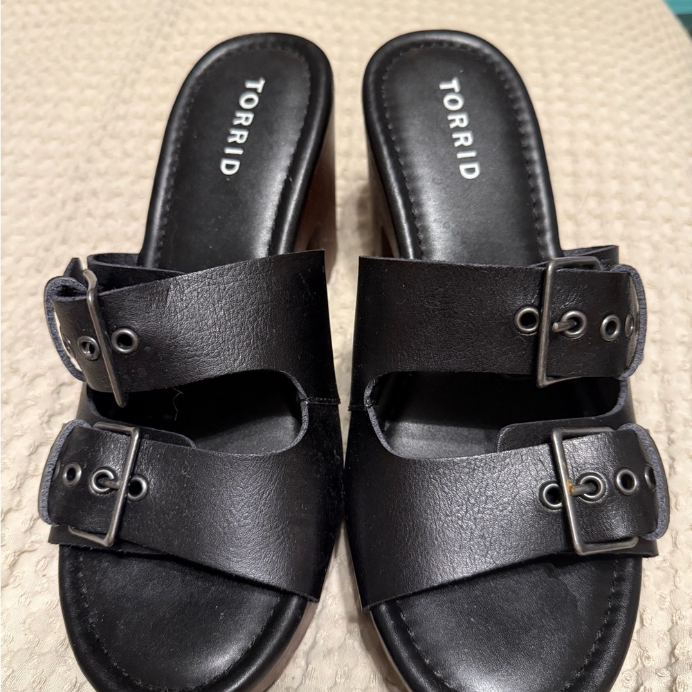 Torrid Black Mules with Buckle Details